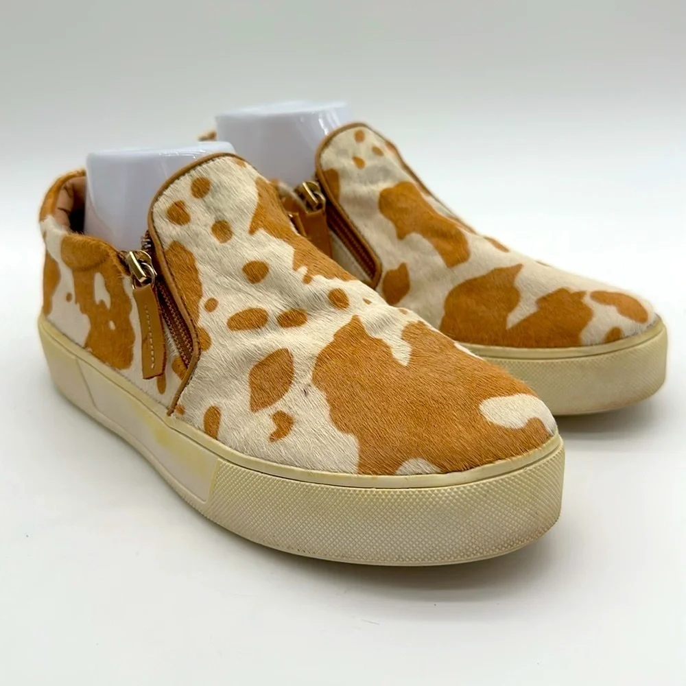 Very Volatile Animal Print Natural Tumble Hide Zip Up Slip On Shoes W Size 8.0